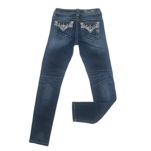Miss Me Skinny Embroidered Rhinestone Denim Jeans Girls 10